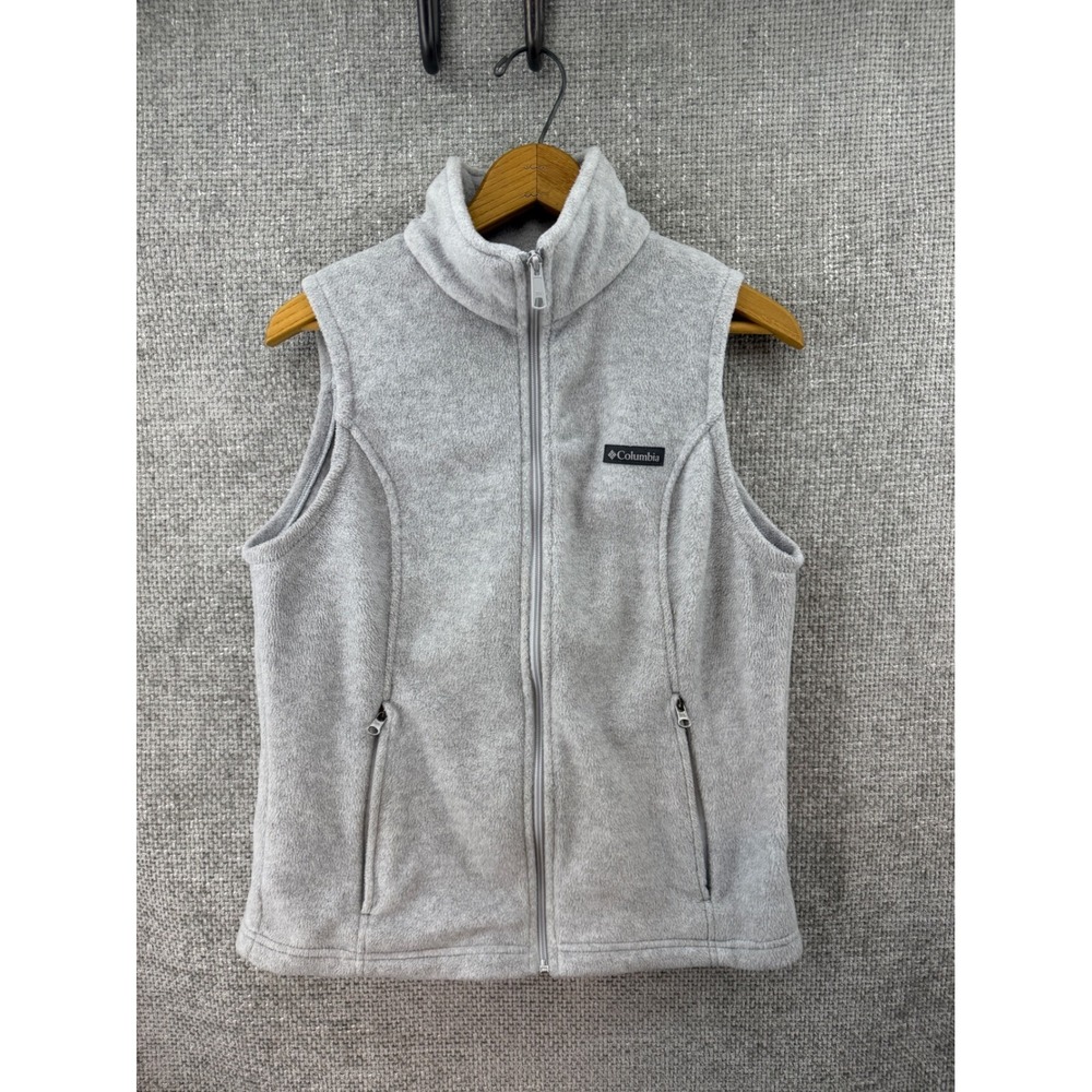 Columbia Benton Springs Vest Womens Medium Gray Excellent Fleece Full Zip WL1023